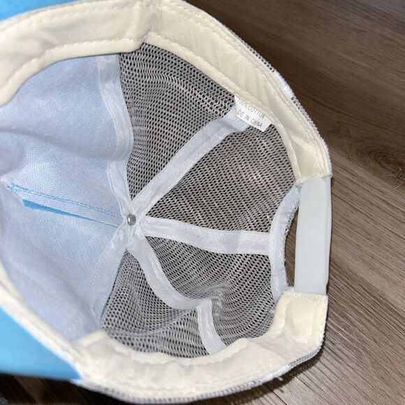 Vtg 70s-80s Light Blue & White Snapback Mesh Trucker Hat Myrtle Beach - Picture 5 of 6